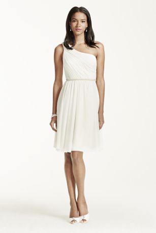 One Shoulder Chiffon Cocktail Dress